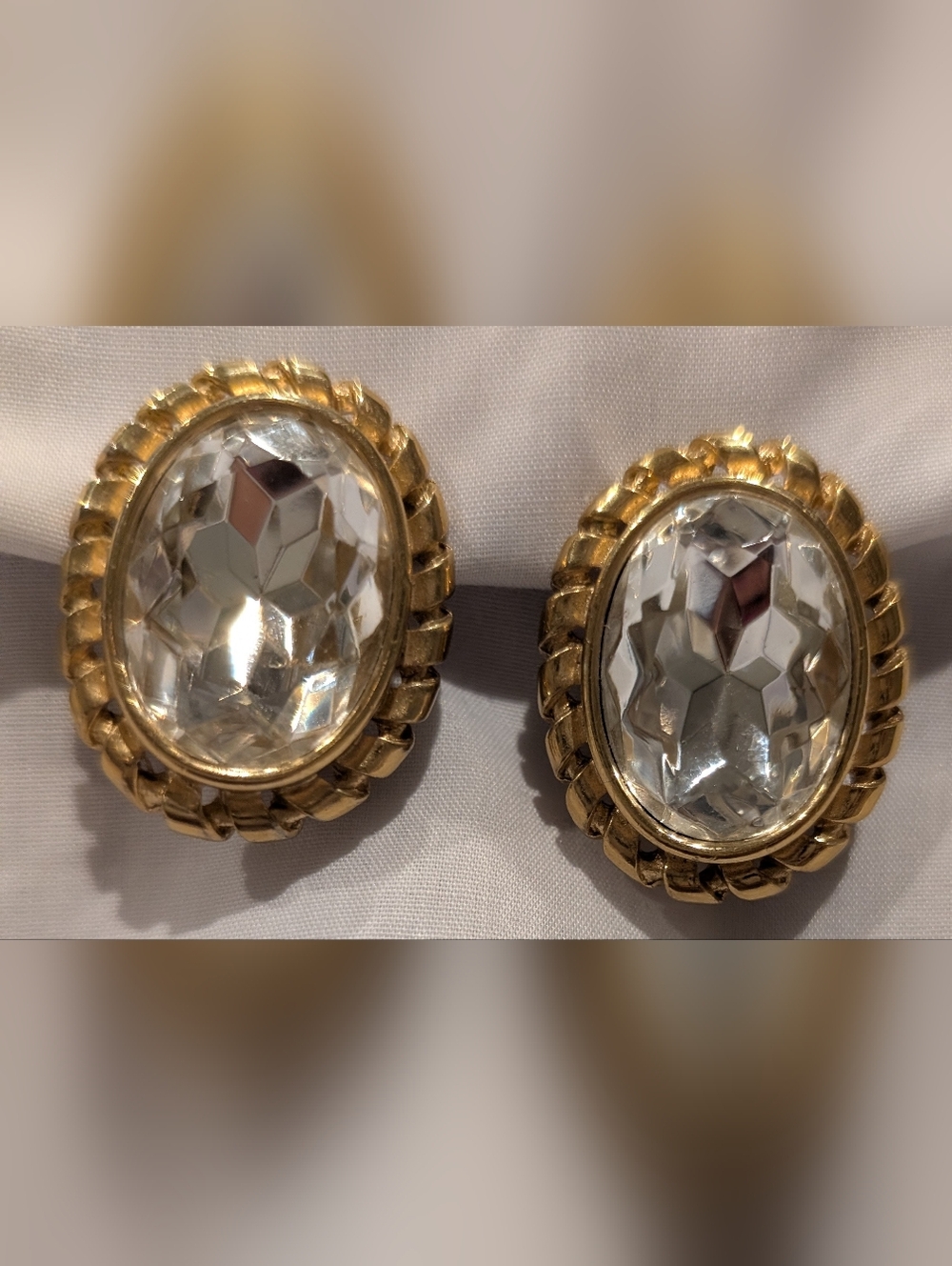 Givenchy Gold and Clear Faceted Crystal Earrings